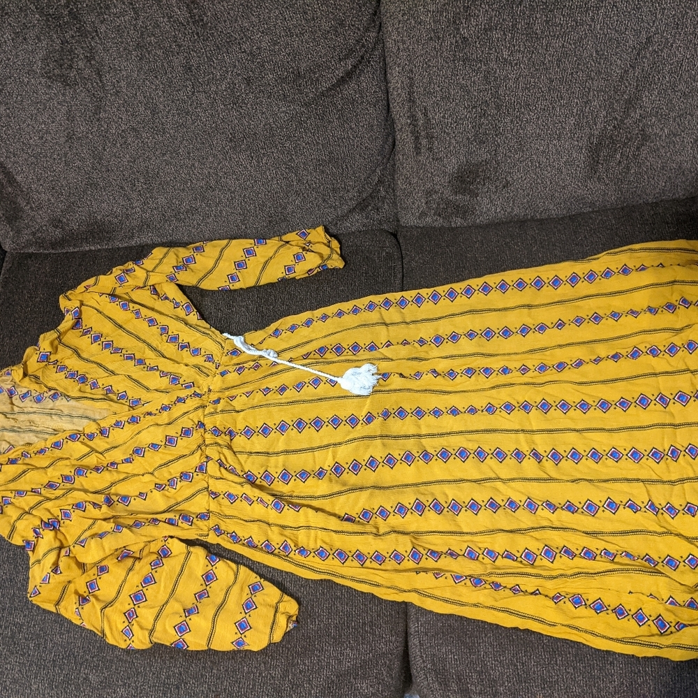 Mustard 3/4 sleeve long dress